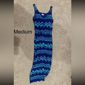 Blue and Teal Patterned Maxi Dress